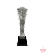 Clear Floral Twisted Crystal Trophy