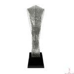 Clear Floral Twisted Crystal Trophy