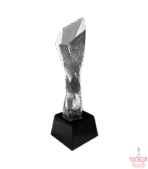 Clear Floral Twisted Crystal Trophy - Image 2