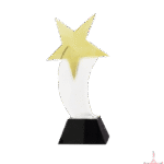 Yellow Rising Star Crystal Trophy